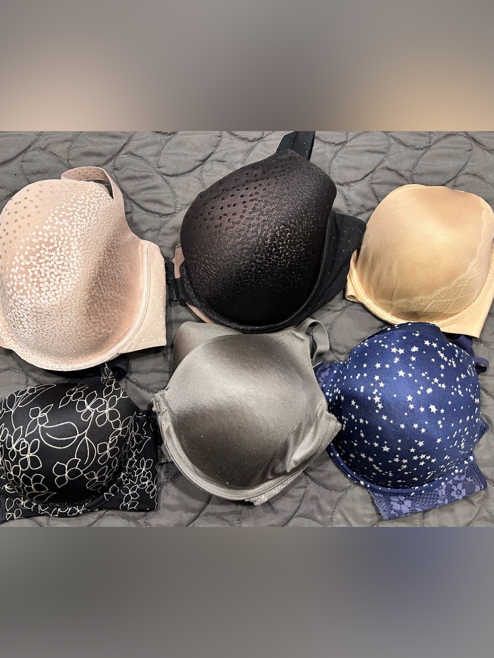 Assorted Bundle Lot of 6 Underwire Bras 38 D DD C Wacoal Maidenform Vanity Fair